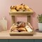 Sorbus 2-Tier Bamboo Basket Rack Stand Holder for Kitchen Counters, Home Storage Basket Display Tray for Fruit Vegetables Snacks Bread